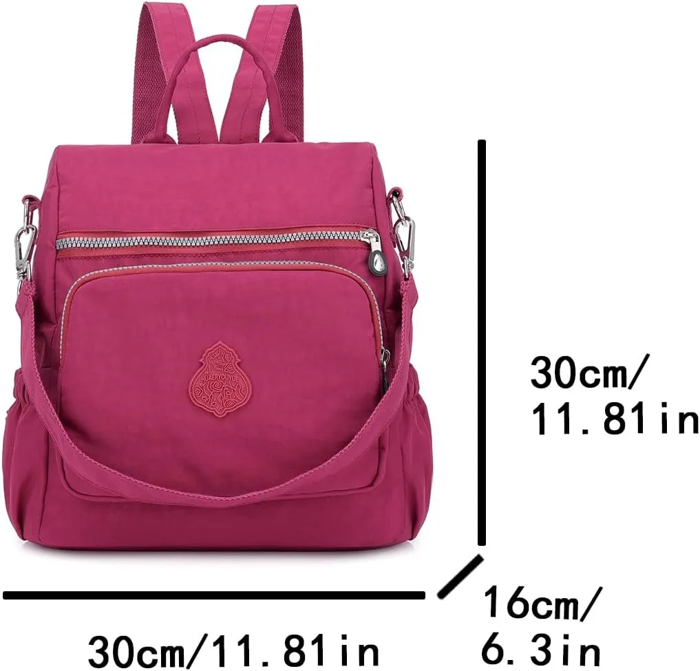 Ladies' multi zipper backpack, shoulder bag, handbag, casual bag, holiday gift(Grape Purple)