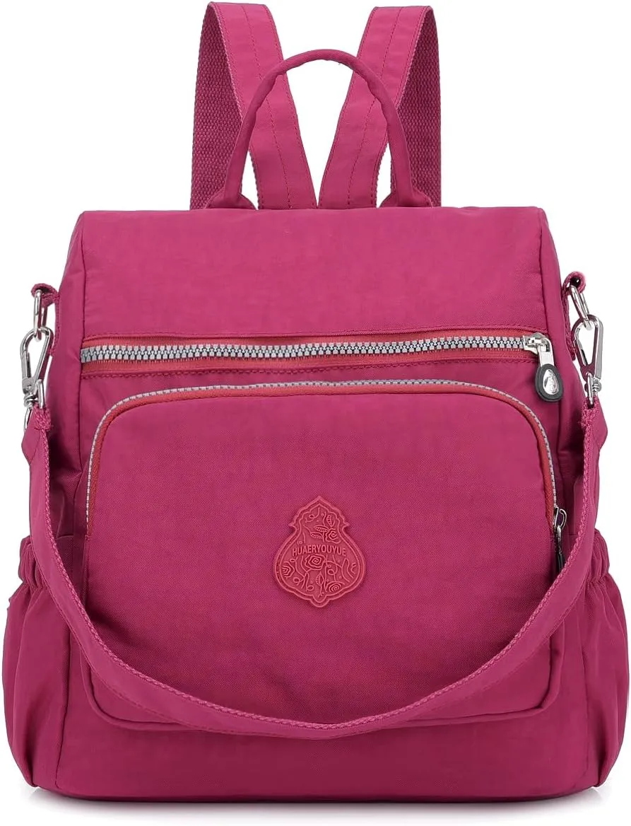 Ladies' multi zipper backpack, shoulder bag, handbag, casual bag, holiday gift(Grape Purple)