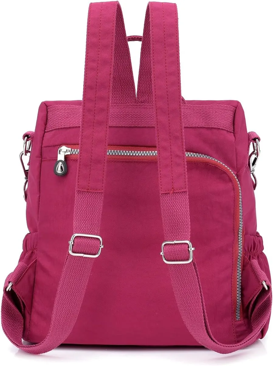 Ladies' multi zipper backpack, shoulder bag, handbag, casual bag, holiday gift(Grape Purple)