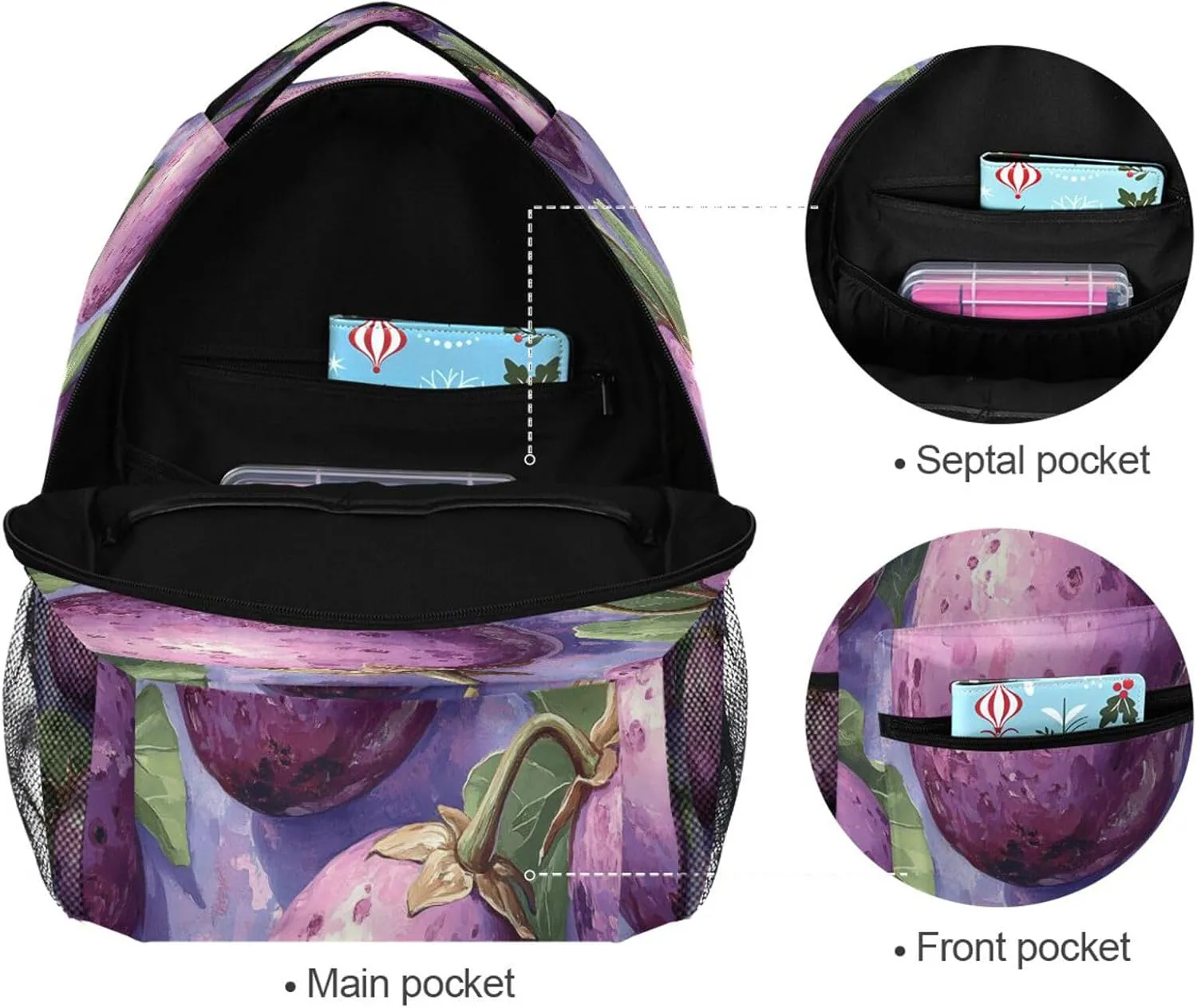Laptop Backpack for Teenager Fashion Sports Backpack with Chest Strap Gift Men & Women Eggplant Danish Style