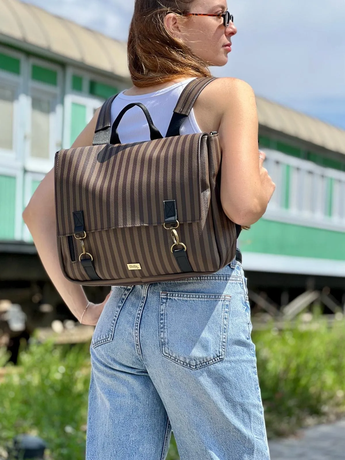 Large Jaffa Striped Backpack/Side Bag