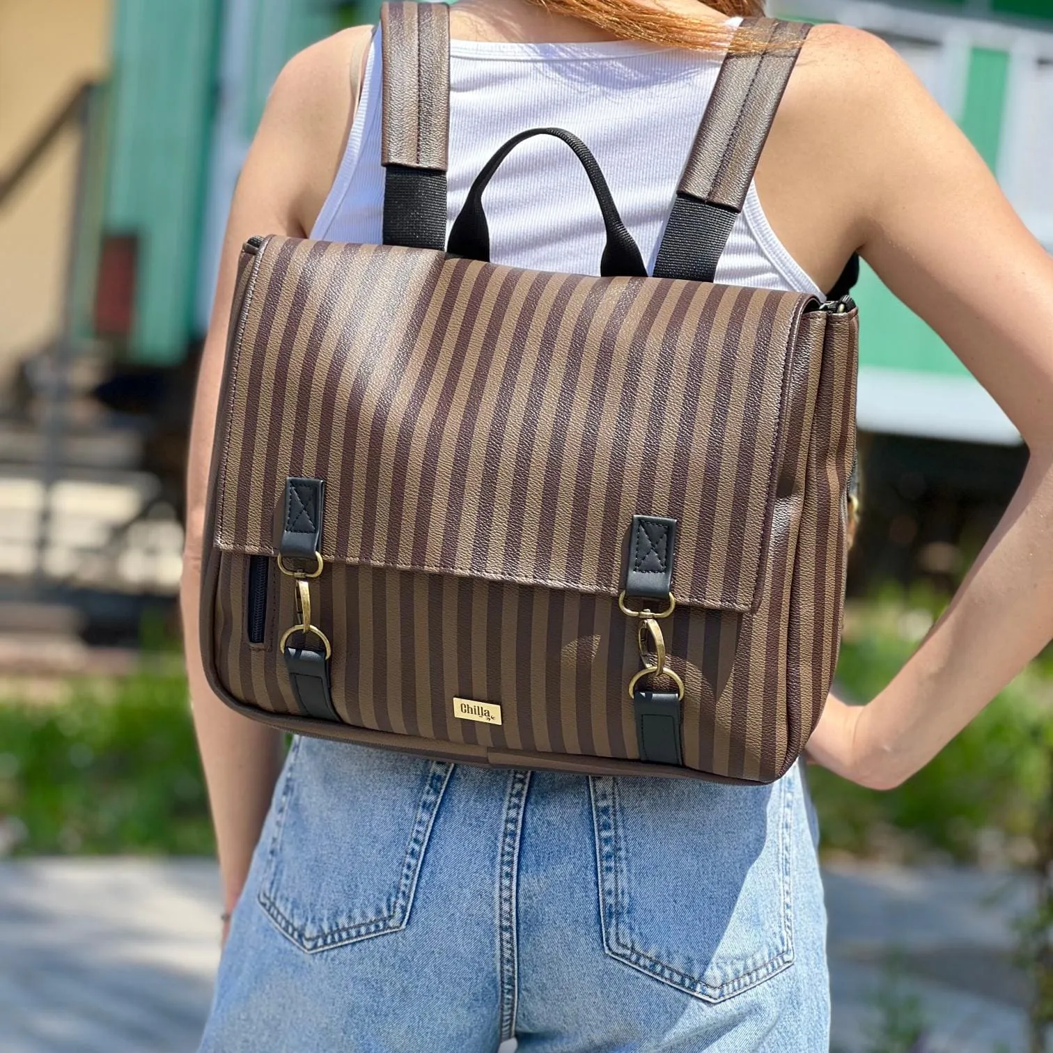 Large Jaffa Striped Backpack/Side Bag