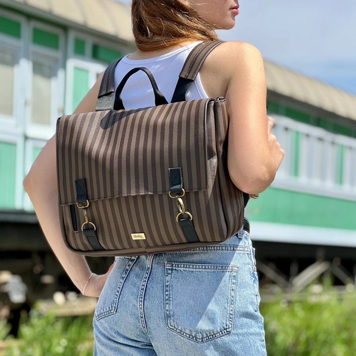 Large Jaffa Striped Backpack/Side Bag