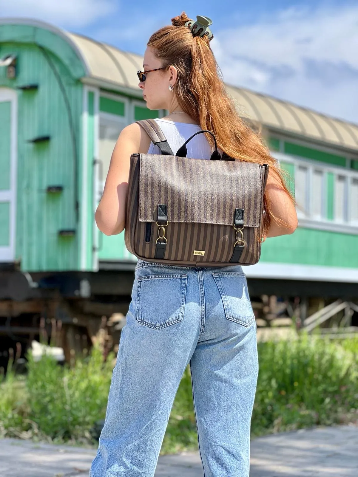 Large Jaffa Striped Backpack/Side Bag