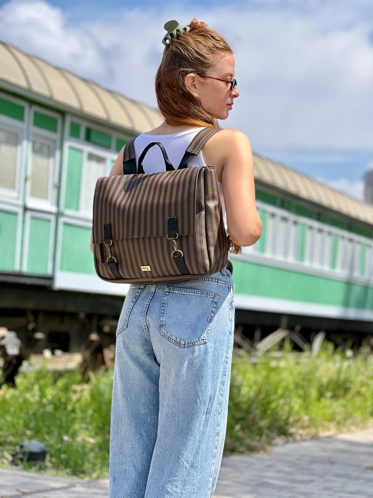 Large Jaffa Striped Backpack/Side Bag