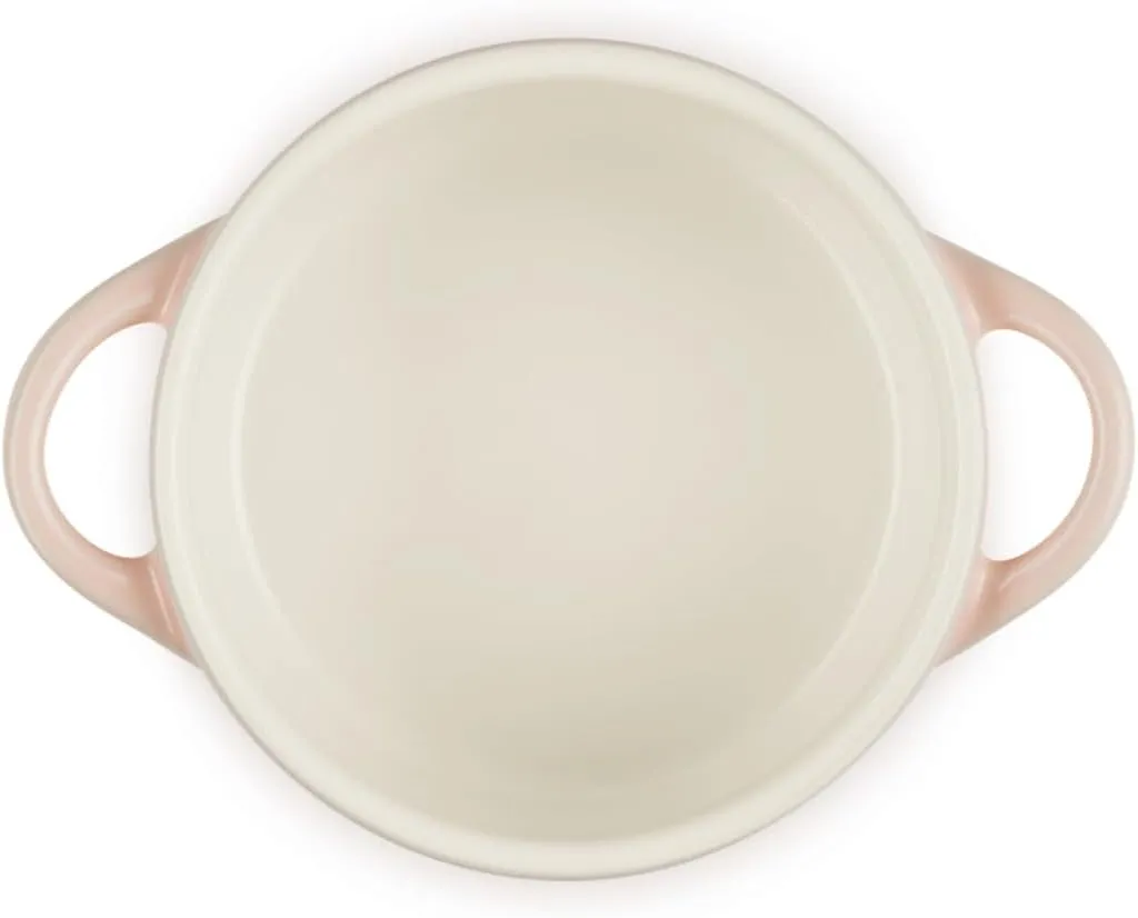 Le Creuset Stoneware Mini Round Cocotte, 8oz., Peche with Gold Heart Knob