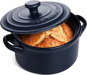 LE TAUCI 3 Quart Ceramic Dutch Oven for Bread Baking, Pot With Lid for Sourdough, Non-Coated and Non-Toxic Oven Pan, Use as Soup and Stew Pot, Midnight Blue
