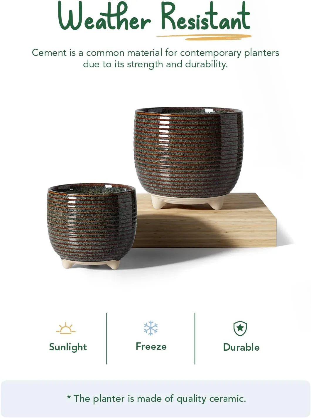 LE TAUCI Ceramic Plant Pots, 5.1   6.4 Inch Footed Pots for Plants, Modern Flower Pots for Home and Office, Indoor Planters with Drainage, Reactive Glaze Black