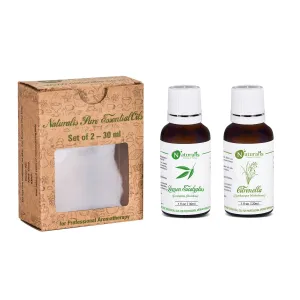 Lemon Eucalyptus & Citronella Essential Oil for Insect/Mosquito Repellent Set of 2-30ml by Naturalis - Pure & Natural