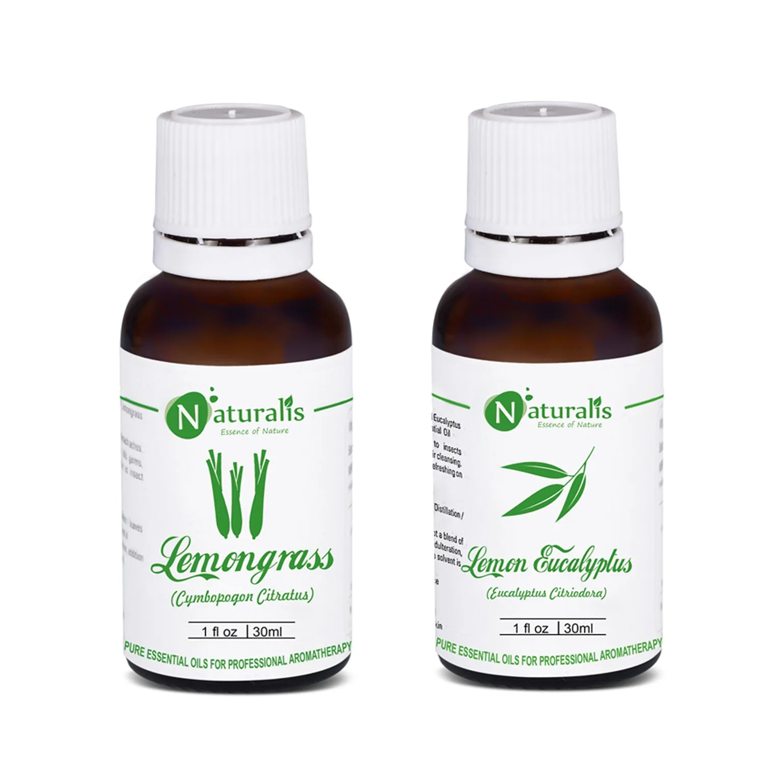 Lemongrass & Citriodora/Lemon Eucalyptus Essential Oil set of 2 15ml, for Insect/Mosquito Repellent by Naturalis - Pure & Natural