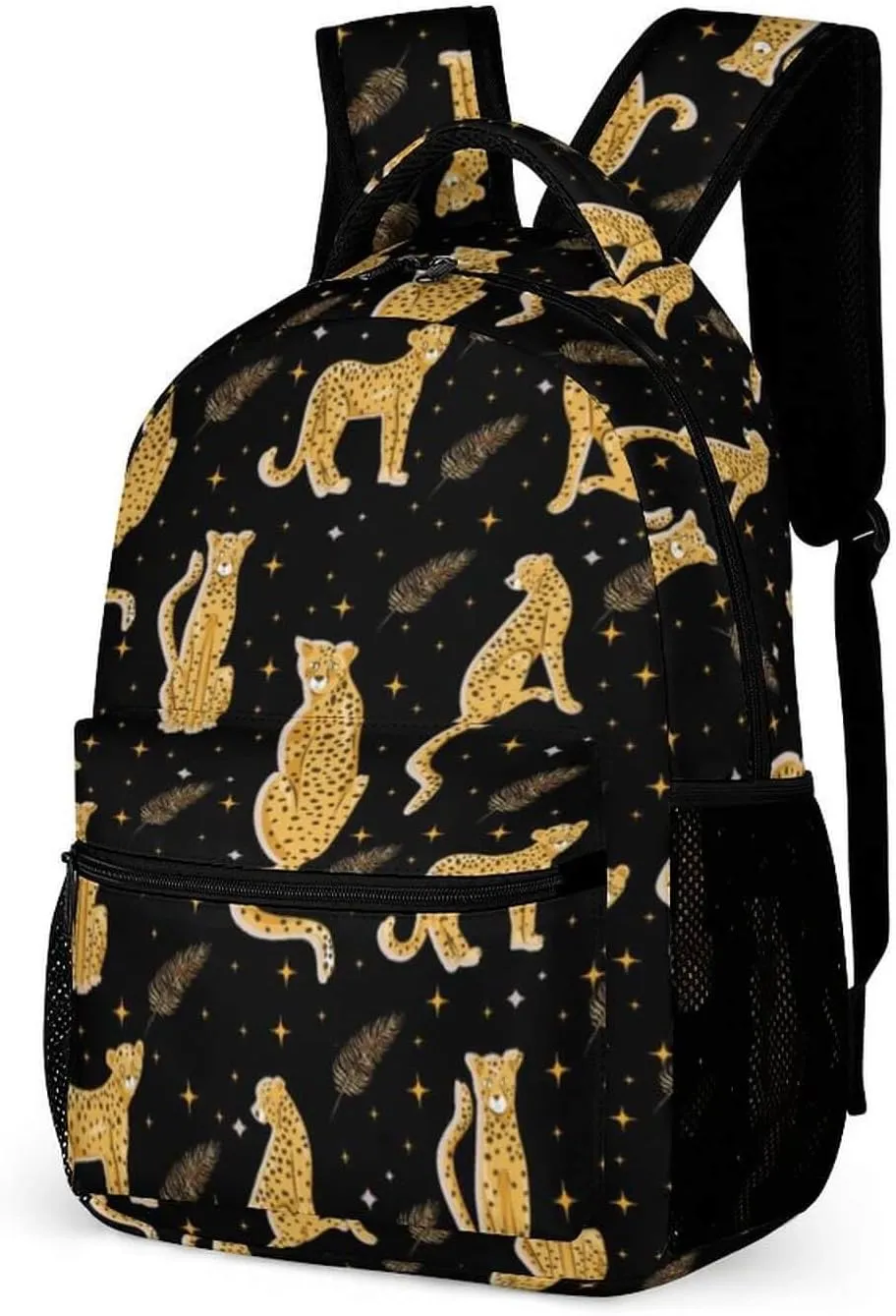 Leopard School Backpack for Kids Girls Boys, 16 Inch Cute Cheetah Themed Bookbag, Personalized School Backpack for Students Children, Lightweight, Large Capacity