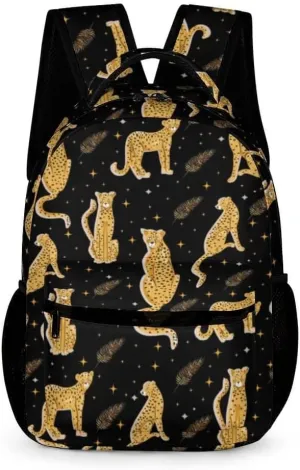 Leopard School Backpack for Kids Girls Boys, 16 Inch Cute Cheetah Themed Bookbag, Personalized School Backpack for Students Children, Lightweight, Large Capacity
