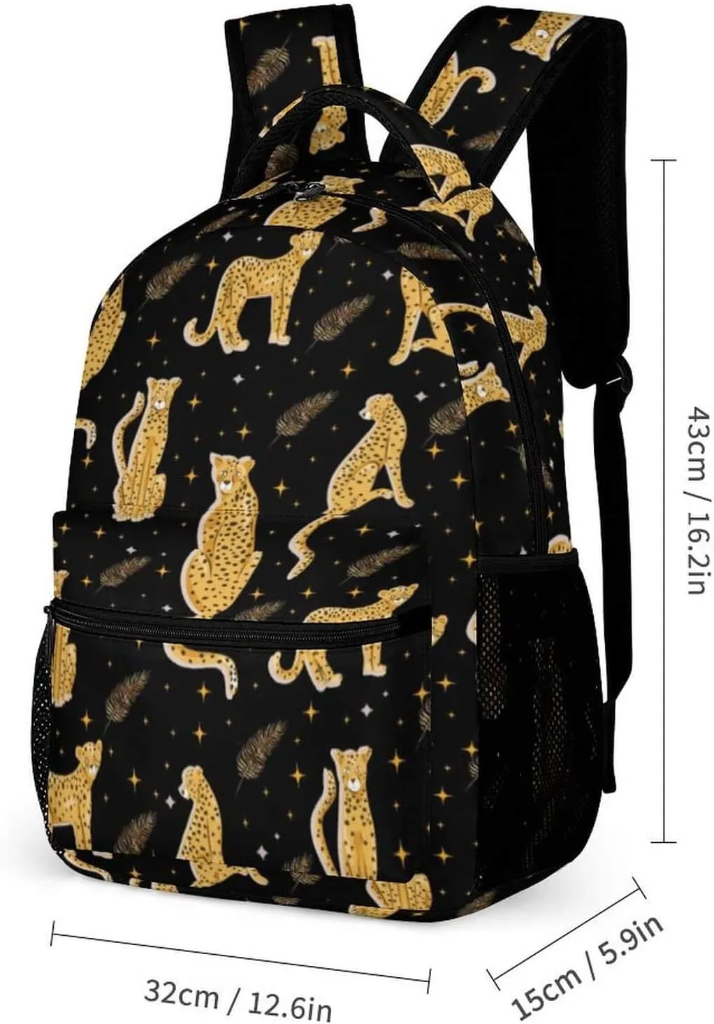 Leopard School Backpack for Kids Girls Boys, 16 Inch Cute Cheetah Themed Bookbag, Personalized School Backpack for Students Children, Lightweight, Large Capacity