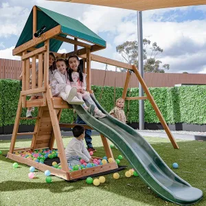 Lifespan Kids Greenvale Play Centre with Double Swing and Slide (Green Slide)