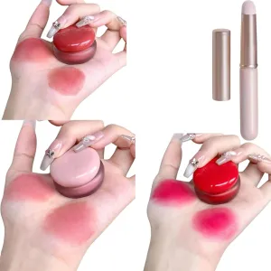 Lip&Cheek Blurry Pudding Pot with Keyring, Soft Matte Blush Blurry Makeup Blush Lipstick Multi-Use Natural Glow Face Blush Buildable Lip Tint High Pigment Long-Lasting (3pcs-a)