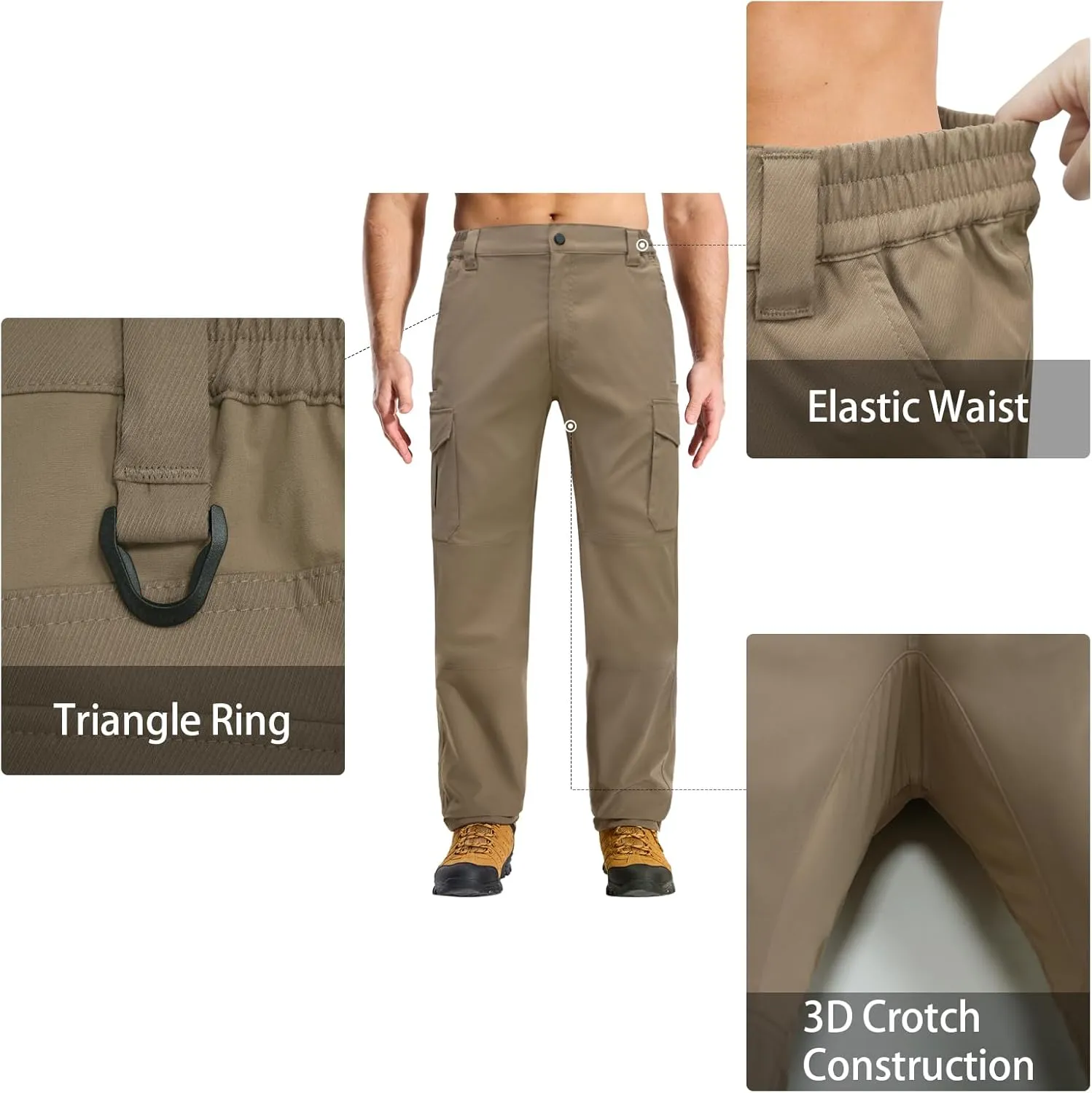 LOOGU Men's Water Resistant Tactical Pants, Ripstop Cargo Pants with 8 Pockets Hiking Work Outdoor
