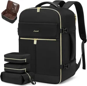 LOVEVOOK 40L Large Travel Backpack for Women, Flight Approved, Waterproof, TSA Compliant, Fits 17.3'' Laptop, 17 Pockets, 3 Packing Cubes