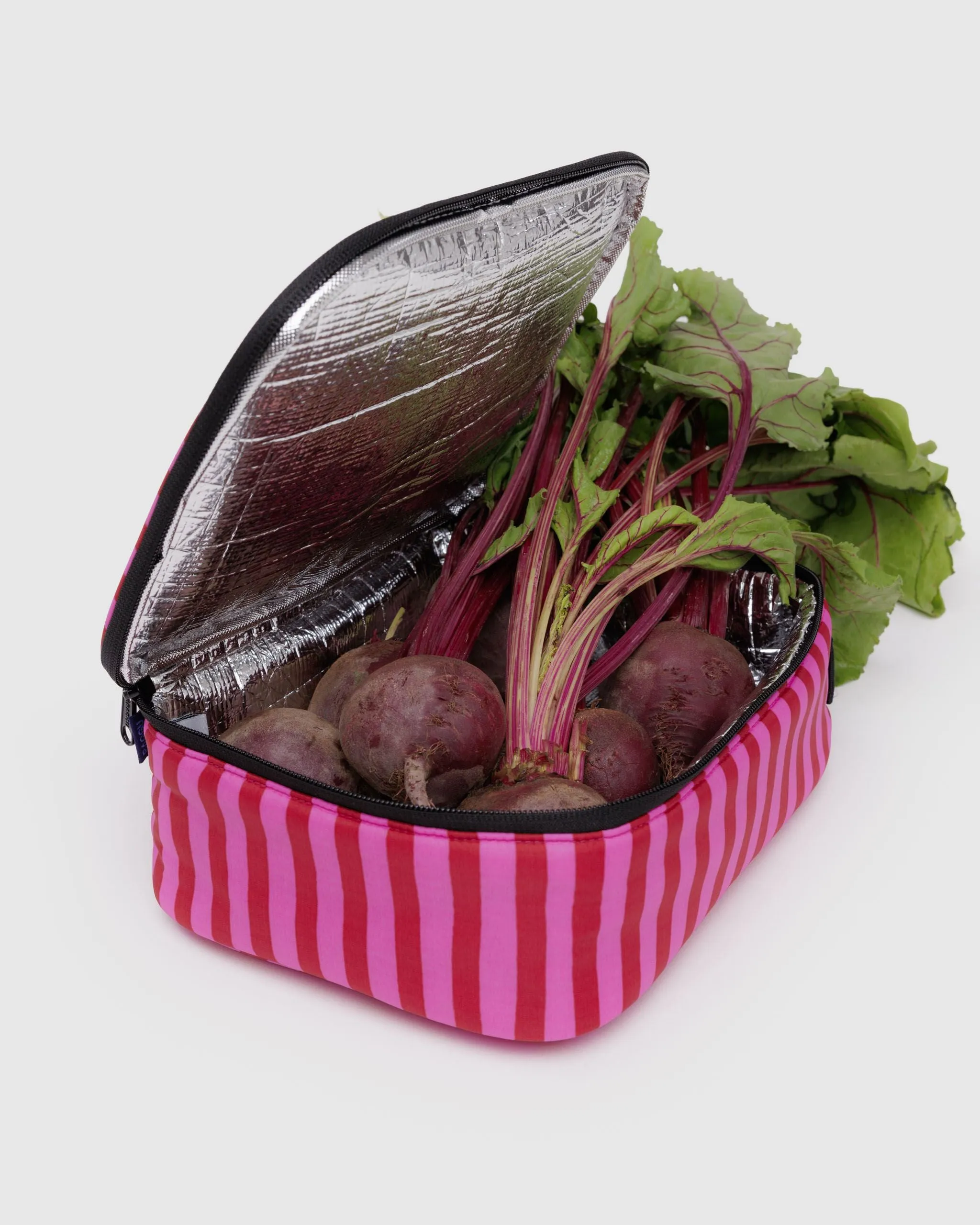 Lunch Box - Pink & Red Painted Stripe