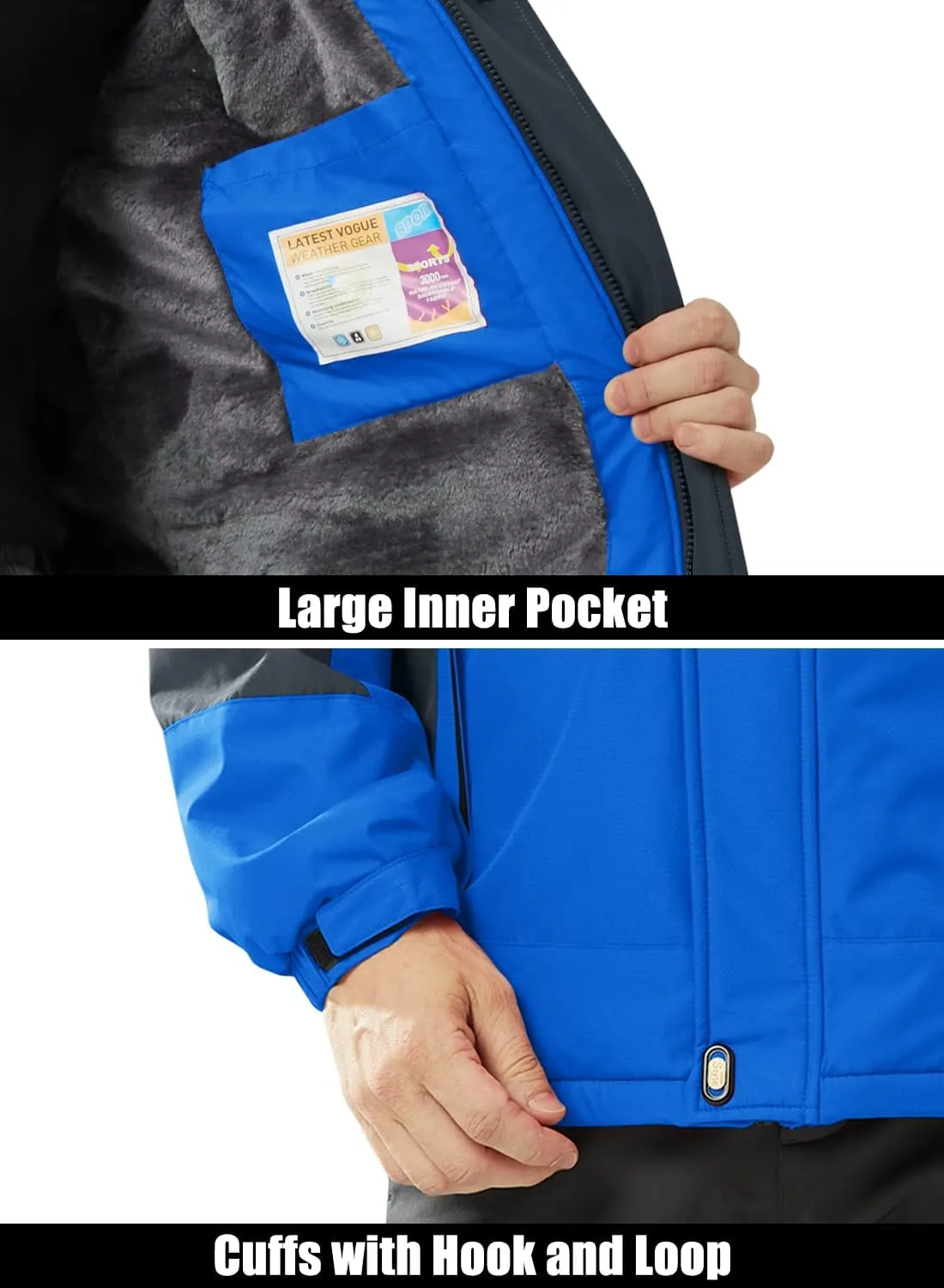 MAGCOMSEN Men's Winter Coats Water Resistant Ski Snow Jacket Warm Fleece Parka Raincoats with Multi-Pockets