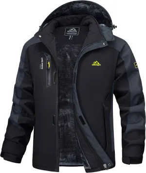 MAGCOMSEN Men's Winter Coats Water Resistant Ski Snow Jacket Warm Fleece Parka Raincoats with Multi-Pockets