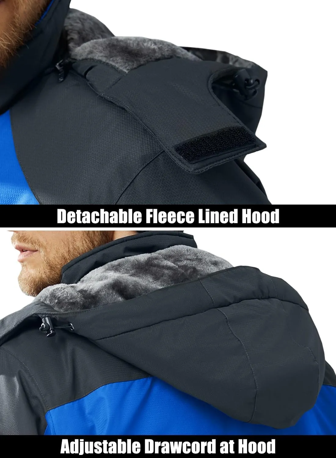 MAGCOMSEN Men's Winter Coats Water Resistant Ski Snow Jacket Warm Fleece Parka Raincoats with Multi-Pockets