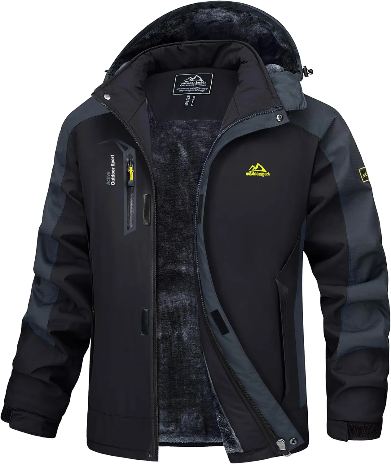 MAGCOMSEN Men's Winter Coats Water Resistant Ski Snow Jacket Warm Fleece Parka Raincoats with Multi-Pockets