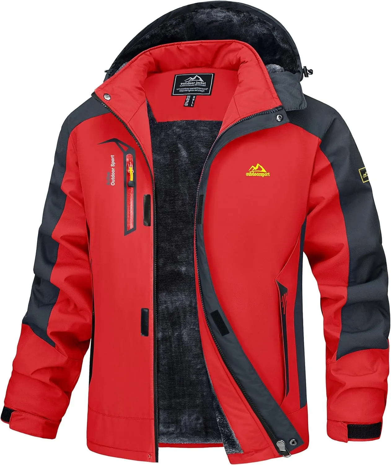 MAGCOMSEN Men's Winter Coats Water Resistant Ski Snow Jacket Warm Fleece Parka Raincoats with Multi-Pockets