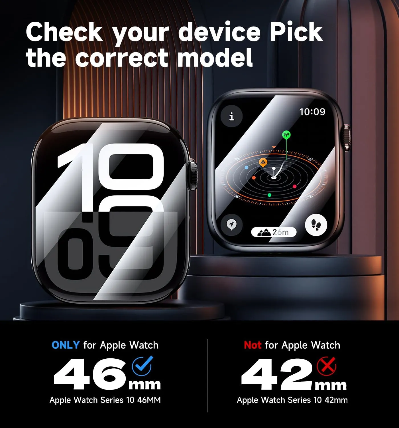 MAGIC JOHN 2 Pack for Apple Watch Series 10 46MM Screen Protector, [Automatic Align Tech] Self-Healing Flexible TPU Film, HD Transparent, Anti Scratch, Bubble Free