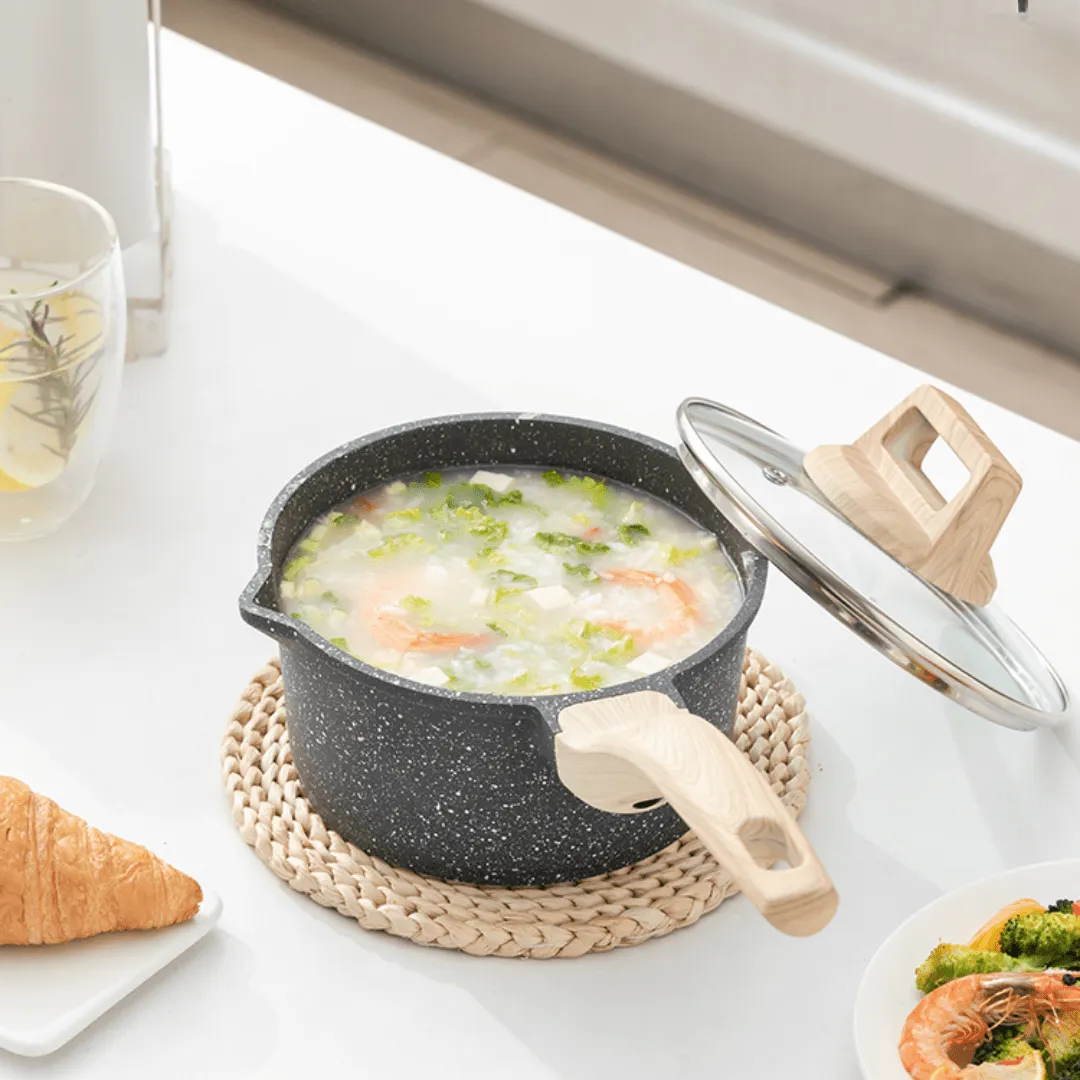 Maifan Stone Non-Stick Pot (Black-18cm)