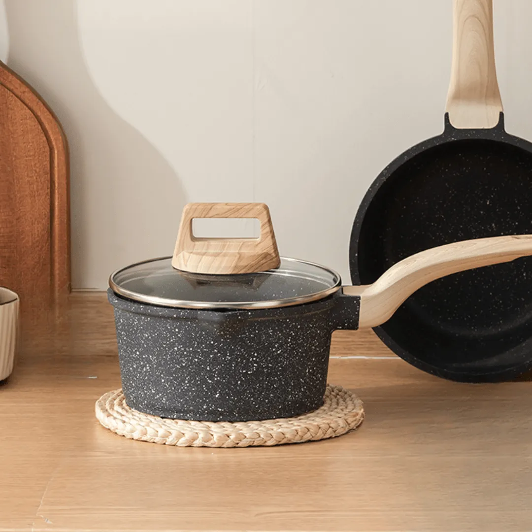 Maifan Stone Non-Stick Pot (Black-18cm)