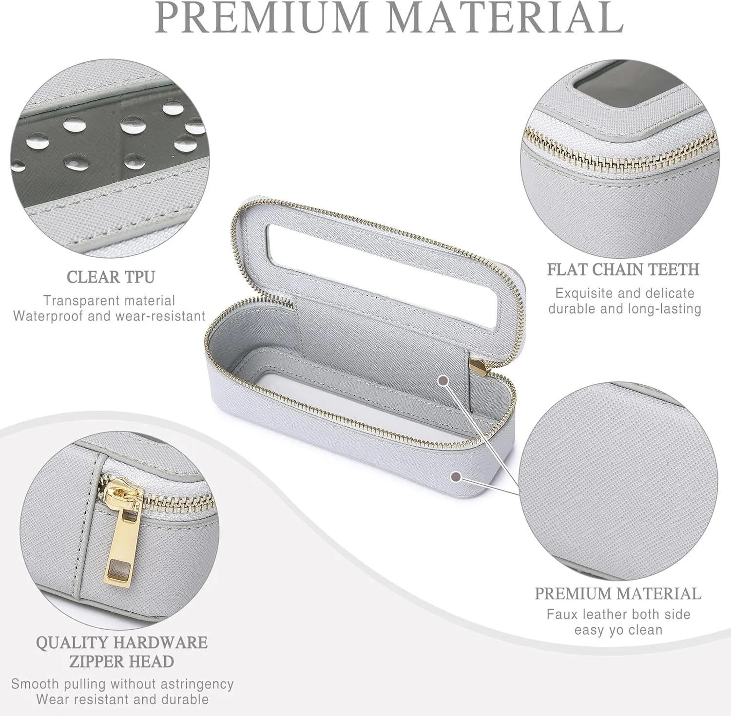 Makeup Brush Bag Slim Clear Makeup Bag Travel Cosmetic Case and Brush Holder Waterproof Toiletry Makeup Bag with Zipper Purse Organizer for Women (Gray, Slim)