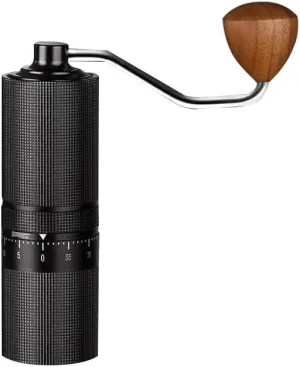 Manual Coffee Grinder, Capacity 28g with CNC Stainless Steel, Conical Burr External Adjustable Setting, Consistency Grinding (BLACK)