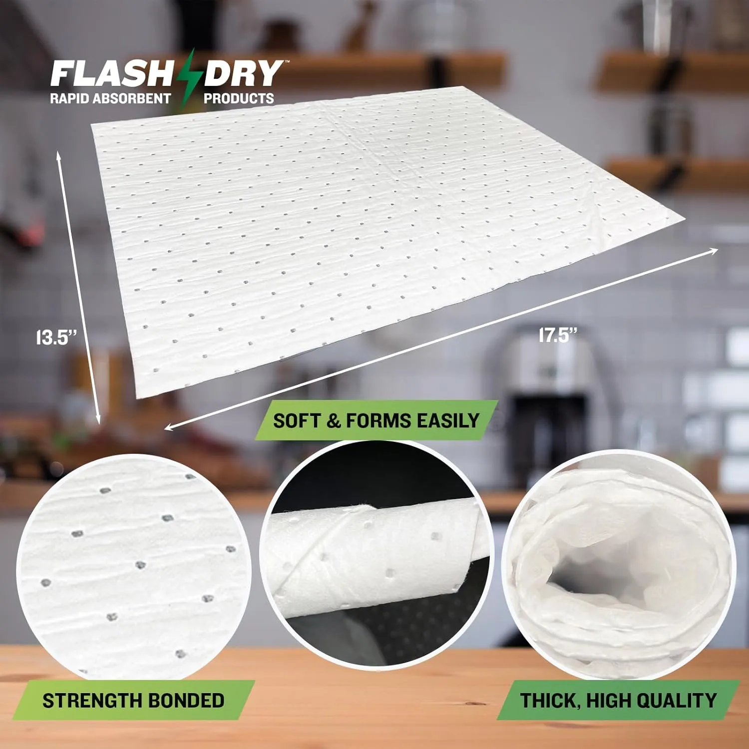 Marine Oil & Fuel Spill Absorbent Pads - 17.5” x 13.5”, Water Repellent, Effective Spill Control, Marine Protection, High-Performance, Eco-Friendly, Tear Resistant - 300 Pads in Total