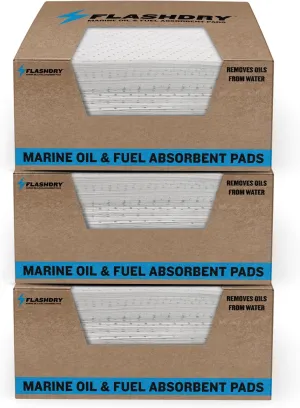 Marine Oil & Fuel Spill Absorbent Pads - 17.5” x 13.5”, Water Repellent, Effective Spill Control, Marine Protection, High-Performance, Eco-Friendly, Tear Resistant - 300 Pads in Total