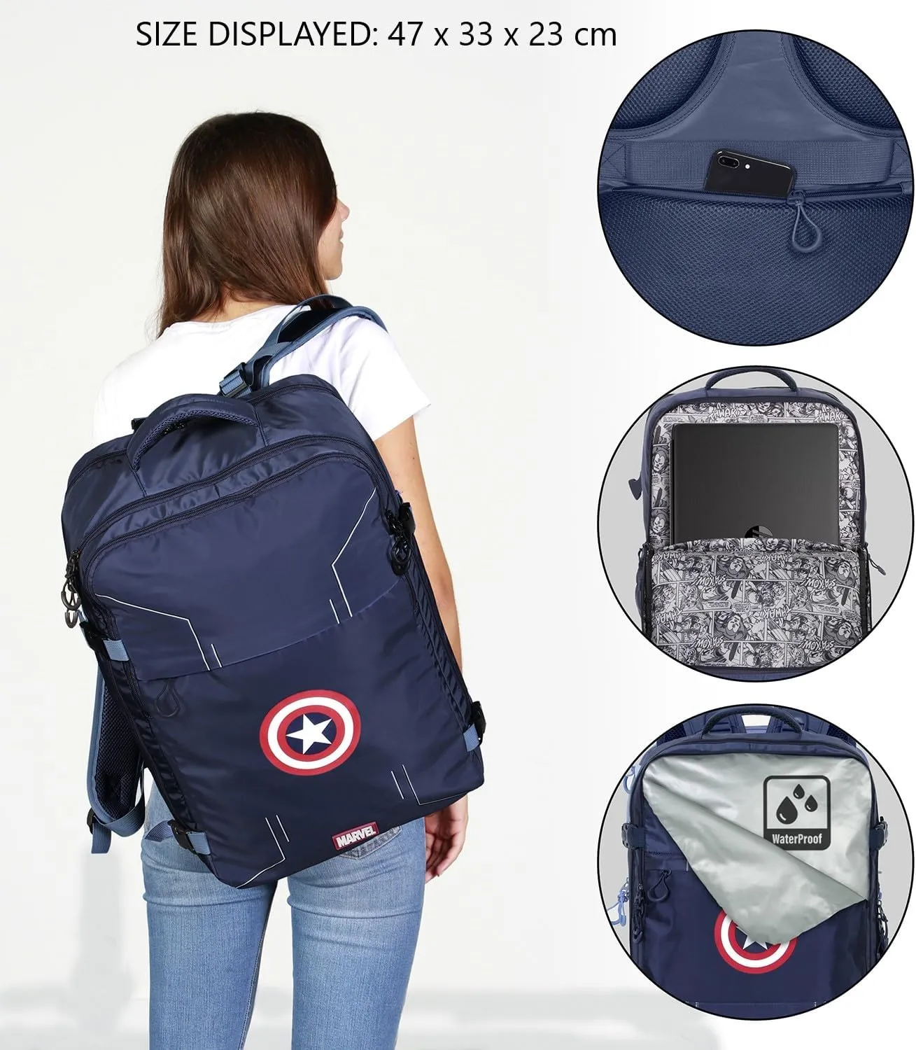 Marvel Mercury Backpack, Blue Captain America, Underseat 40x20x25cm