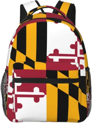 Maryland State Flag Backpack, suitable for light travel, daily multi-purpose bag, suitable for commuting, cycling, work