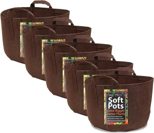 MAUI MIKE'S Soft POTS (3 Gallon) (5 Pack) Best Grow Bag Fabric Garden Pots from Thicker Material. Made from Recycled from Plastic Water Bottles.Lasts for Years.