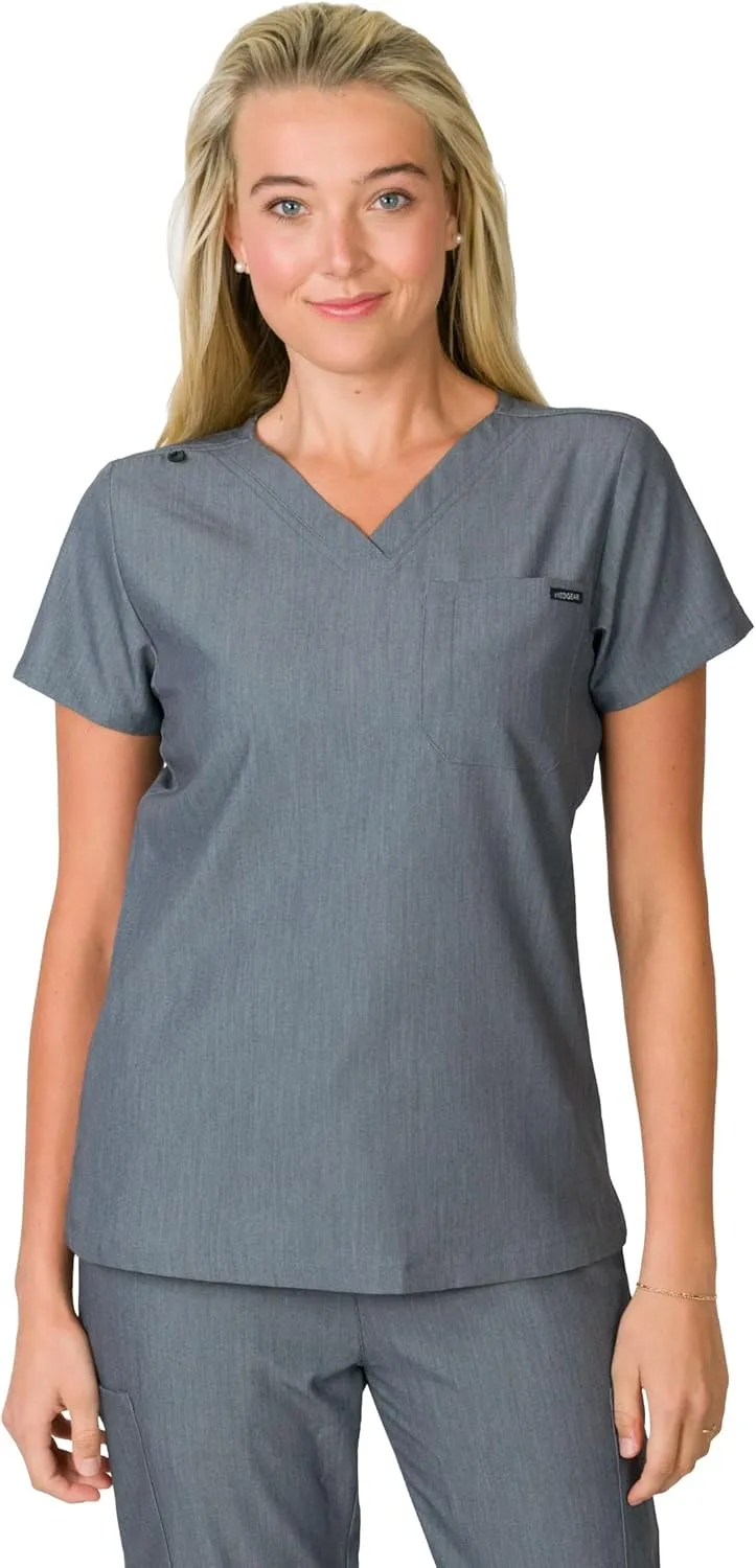 Medgear Camilla 4-Way Stretch Slim Scrubs Top for Women, One Pocket, Liquid Repellent