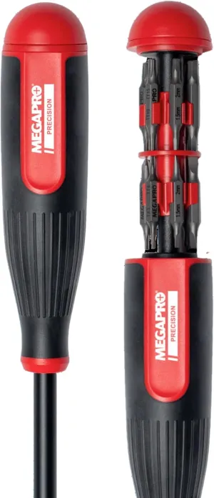 Megapro Precision Screwdriver Set - 24-in-1 Multi-Bit Screwdriver w/Hex Shaft for Phillips, Pentalobe, Flat, Torx, Spanner - Precision Bit Set w/Retractable Cartridge - Electronics Screwdriver Set