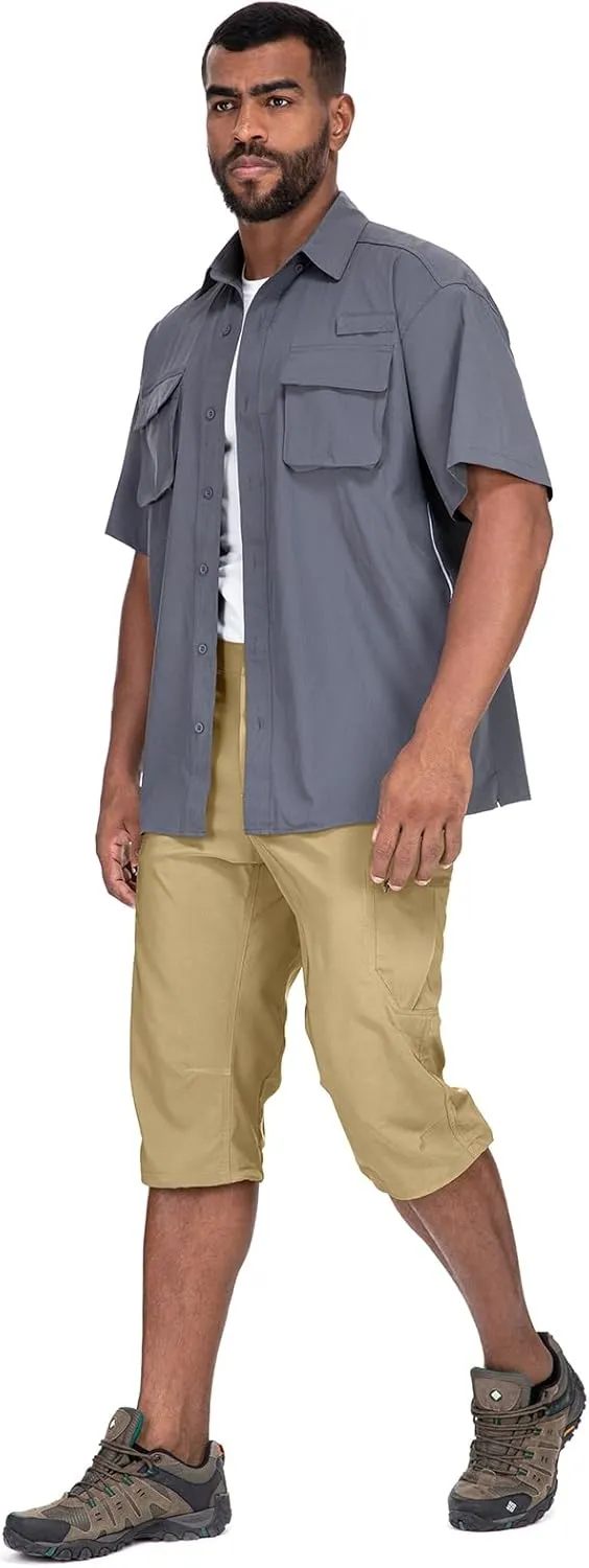 Mens Cargo Shorts Hiking Stretch Quick Dry Capri Golf Tactical Long Shorts for Men