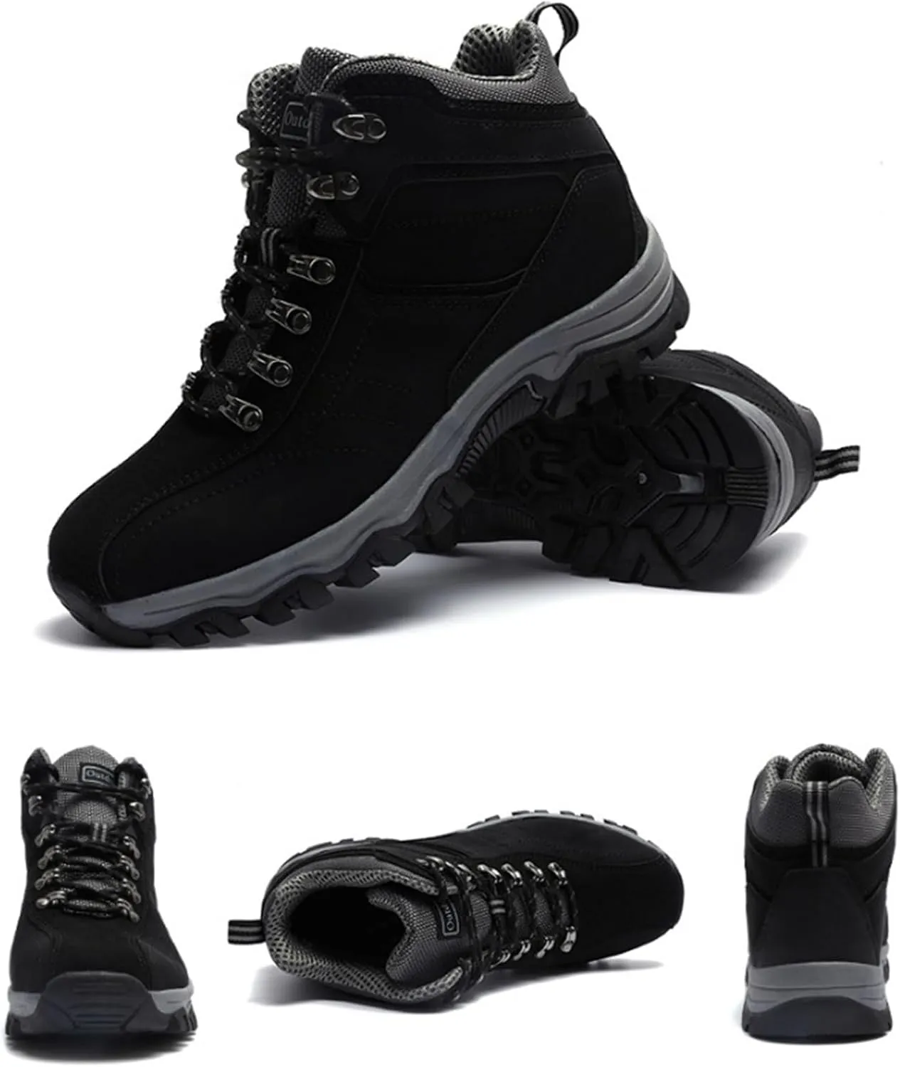 Men's Leather Lace Up Casual Hiking Boots Handmade Stitching Round Toe Outdoor Fashion High-top Sneakers Comfortable Lightweight Waterproof and Non-Slip Backpack Boots Trekking Ankle Boots for Men