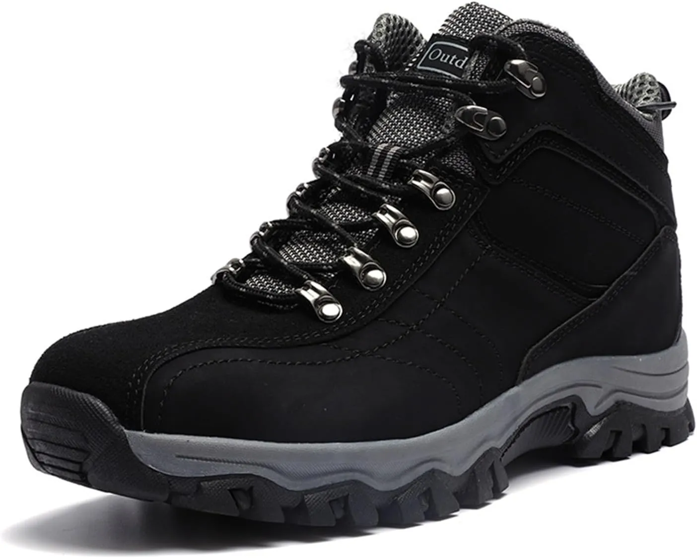 Men's Leather Lace Up Casual Hiking Boots Handmade Stitching Round Toe Outdoor Fashion High-top Sneakers Comfortable Lightweight Waterproof and Non-Slip Backpack Boots Trekking Ankle Boots for Men