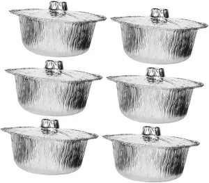 Mikikit 6-pack Disposable Aluminum Foil Pots Foil Pan Protector Lid for Bbq Cooking Outdoor Camping