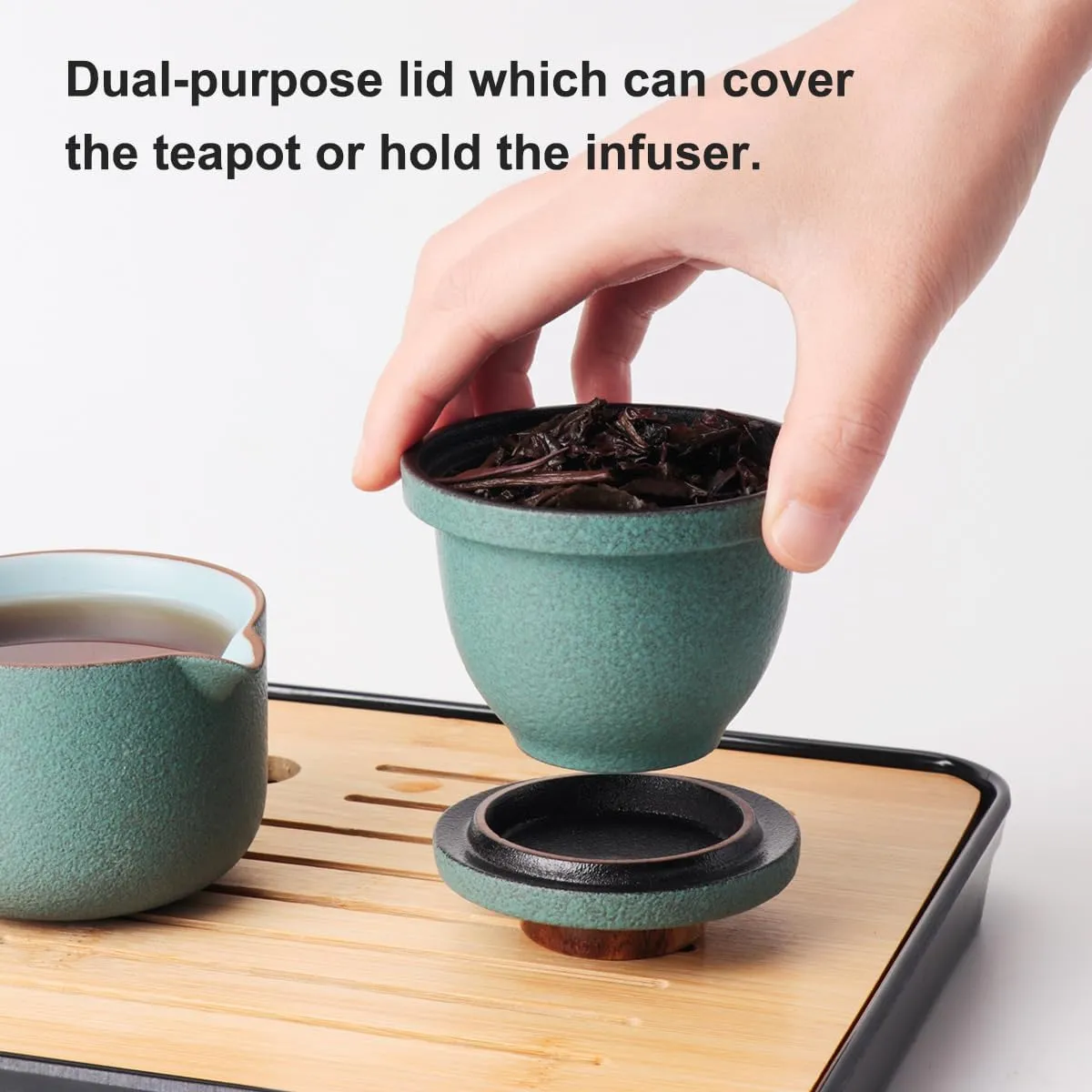 Mini Travel Ceramic Tea Pot Set Chinese Kung Fu Teapot, 1 Pot 2 Cups Cute Penguin Design Porcelain Teacup with Tea Infuser and Portable Bag for Home Outdoor Picnic Hotel Office