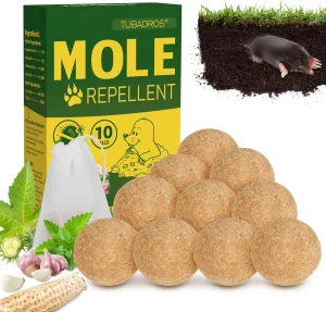 Mole Repellent, 10Pack Peppermint Oil to Repel Mole, Gopher, Vole Repellent Outdoor Use for Lawn, Garden