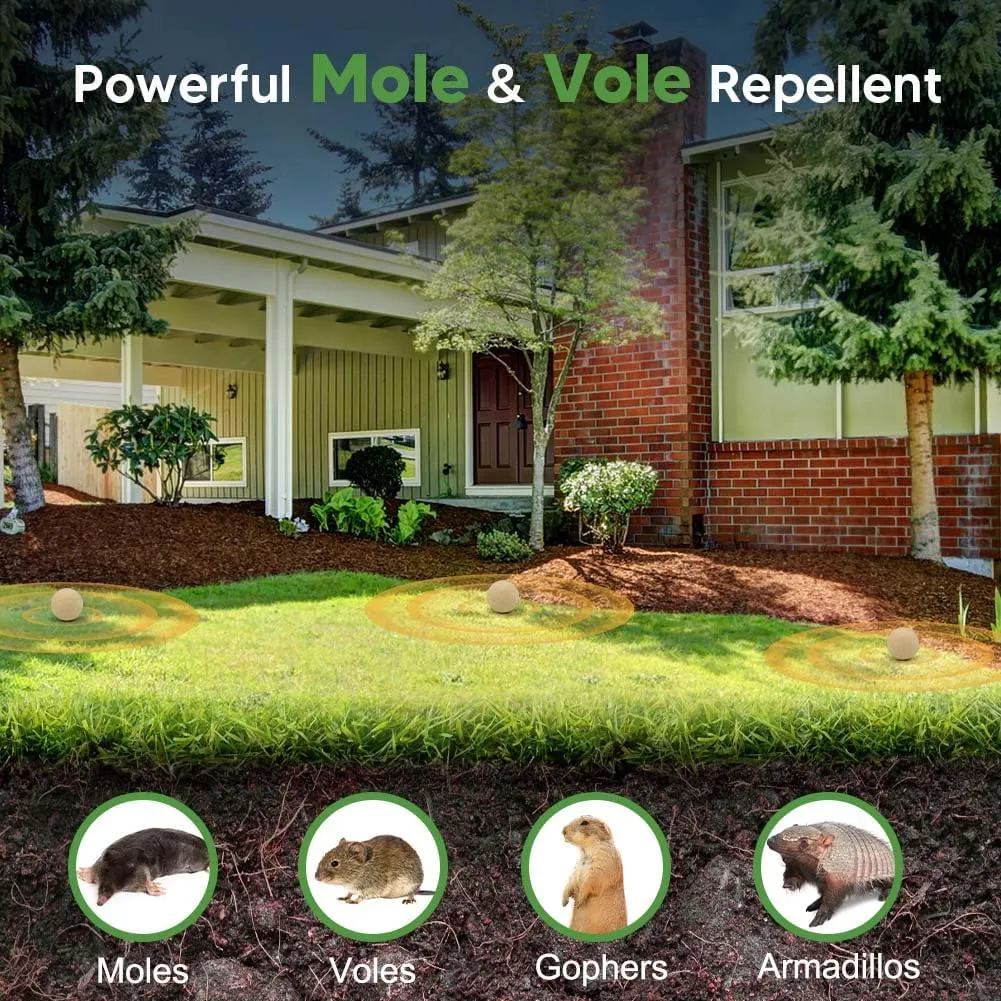 Mole Repellent Outdoor, Gopher Repellent, Vole Repellant, Moles Deterrent for Lawn, Mole Control, Groundhog Repellents, Keep Mole and Vole Out of Your Yard-10P