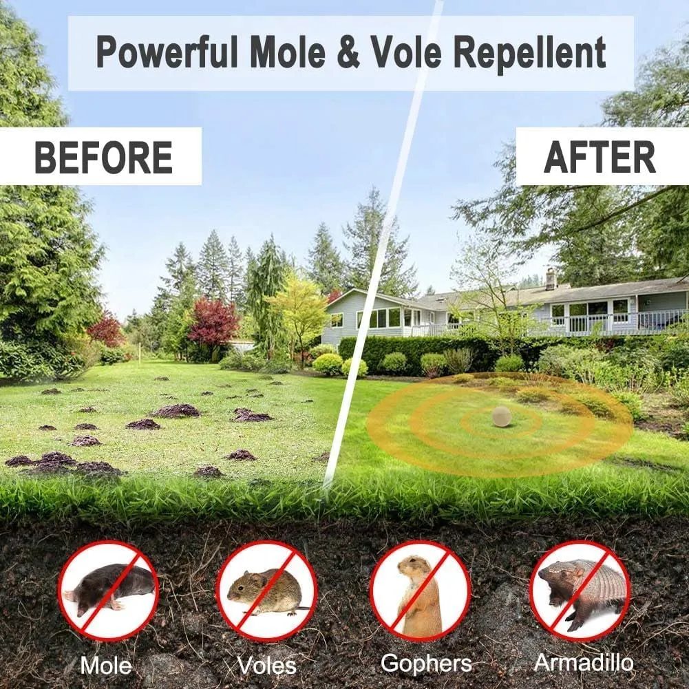 Mole Repellent Outdoor, Gopher Repellent, Vole Repellant, Moles Deterrent for Lawn, Mole Control, Groundhog Repellents, Keep Mole and Vole Out of Your Yard-8P