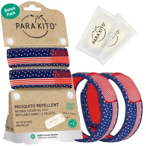 Mosquito Repellent Bonus Pack - 2 US Flag Wristbands with 2 refills