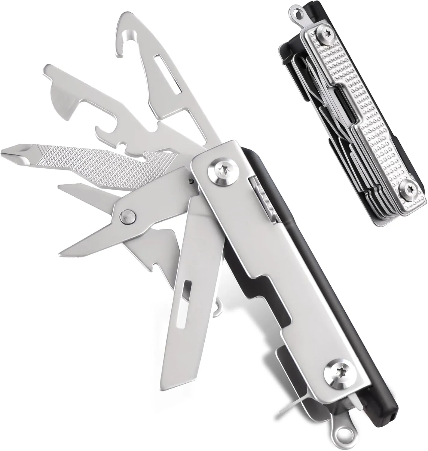 Mossy Oak Multitool,12-in-1 EDC Keychain Multitool with Pocket Knife, Scissors, Screwdrivers, Bottle Openers, Whistle - Mini Gadgets for Outdoor, Camping, Hiking, Survival, Repairing for Men