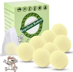 Moth Balls for Rodents, Mice Rat Repellent for House, Peppermint Oil to Repel Mice and Rats, Effective and Safe Moth Balls for Indoor & Outdoor Use -8 Packs